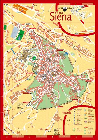 Подробная карта Сиены (историческая и современная часть города). Масштаб: в 1 см. 50 м. Размер карты: 928 Кб
